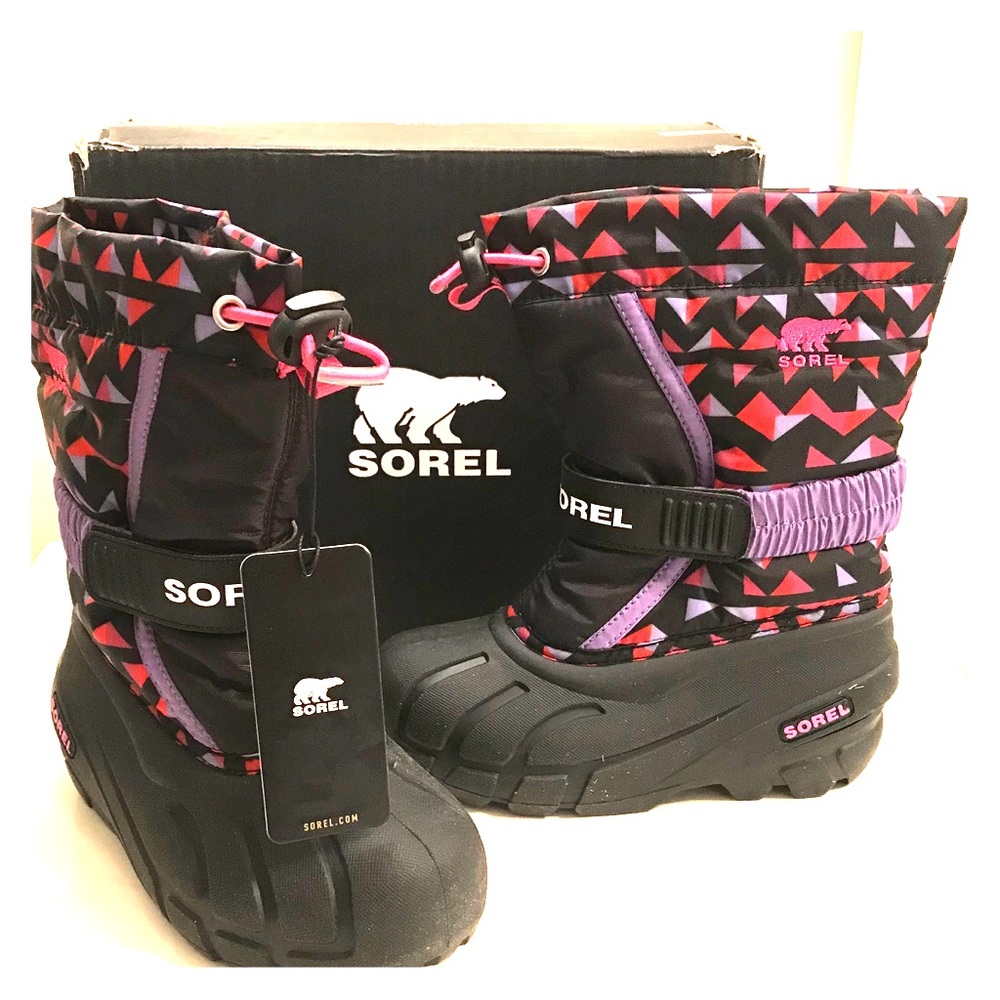 Sorel Children’s Flurry Print Black, Pink Ice - 12